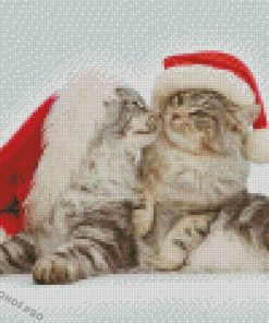 Santas Kissing Cats Diamond Paintings