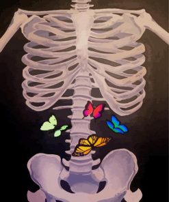 Skeleton With Butterflies Art Diamond Paintings