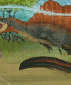 Spinosaurus Dinosaur Underwater Diamond Painting