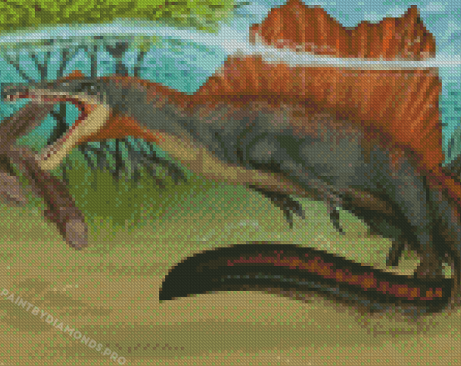 Spinosaurus Dinosaur Underwater Diamond Painting