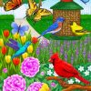 Spring Garden Birdfeeder Diamond Paintings