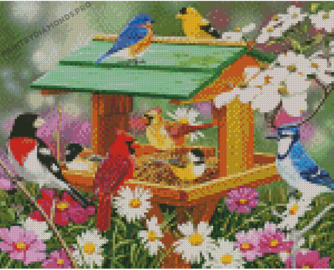 Spring Birdfeeder Diamond Paintings