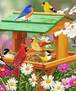 Spring Birdfeeder Diamond Paintings