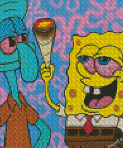 Squidward And SpongeBob Stoners Diamond Painting