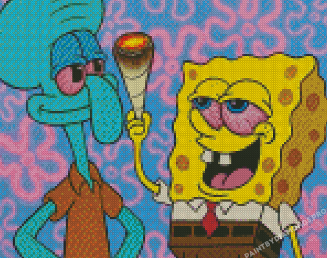 Squidward And SpongeBob Stoners Diamond Painting