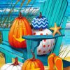 Summer Beach And Pumpkins Diamond Painting