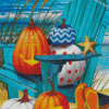 Summer Beach And Pumpkins Diamond Painting