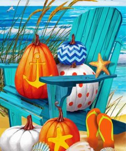 Summer Beach And Pumpkins Diamond Painting