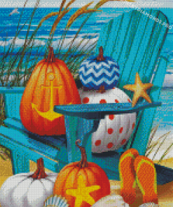 Summer Beach And Pumpkins Diamond Painting