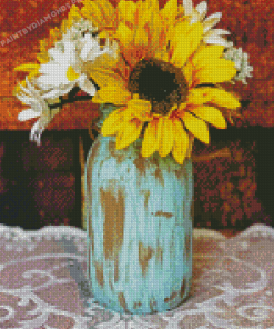 Sunflowers In Jar Diamond Painting