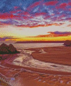 Three Cliffs Bay Swansea At Sunset Diamond Paintings