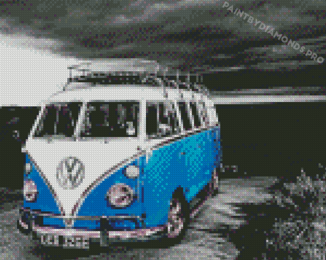 VW Blue Campervan Diamond Paintings