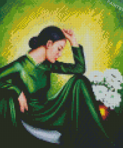 Vietnamese Woman In Green Diamond Painting