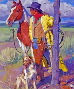 Western Cowboy And Dog Diamond Paintings