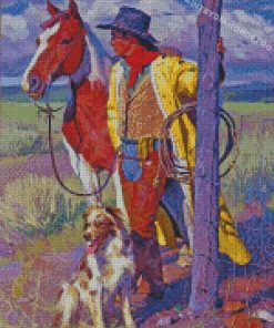 Western Cowboy And Dog Diamond Paintings