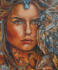 Woman With Owl Diamond Paintings