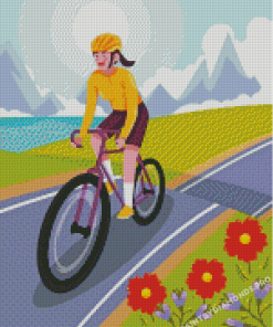 Woman Riding Bicycle art Diamond Paintings