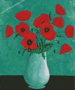 Aesthetic Vase With Red Poppies Diamond Paintings