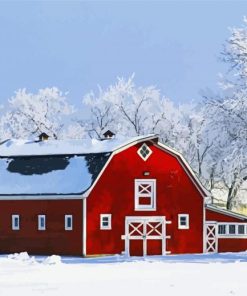 Aesthetic Snowy Winter Farm Diamond Paintings