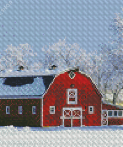 Aesthetic Snowy Winter Farm Diamond Paintings