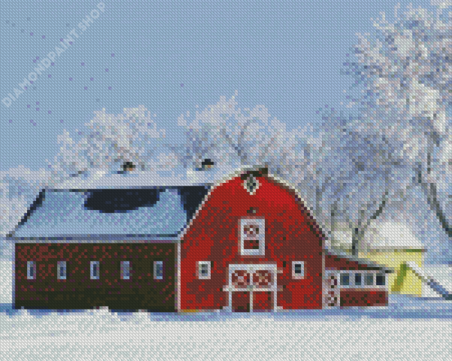 Aesthetic Snowy Winter Farm Diamond Paintings