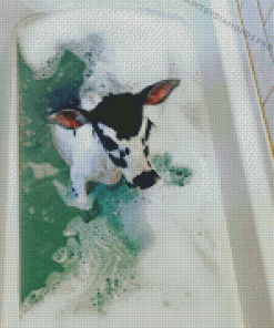 Baby Cow In Bath Tub Diamond Paintings