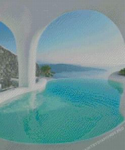 Beautiful Swimming Pool In Greece Diamond Paintings