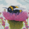 Bumble Bee Thistle Art Diamond Painting