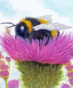 Bumble Bee Thistle Art Diamond Painting