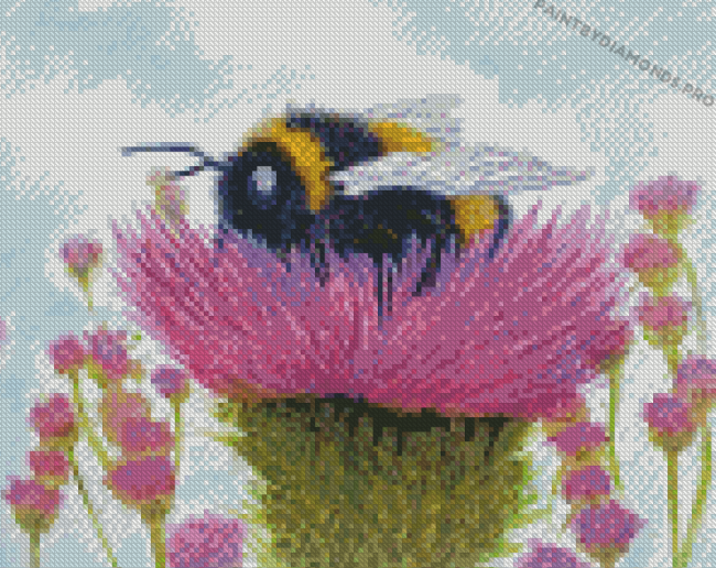 Bumble Bee Thistle Art Diamond Painting