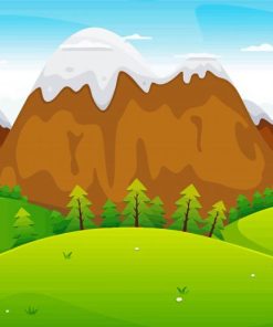 Cartoon Mountains Landscape Diamond Painting