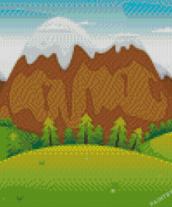 Cartoon Mountains Landscape Diamond Painting