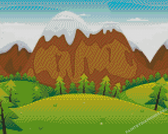 Cartoon Mountains Landscape Diamond Painting