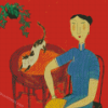 Chinese Woman In Chair With Cat Diamond Painting