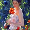 Classy Lady Smells Flowers Diamond Paintings