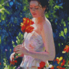 Classy Lady Smells Flowers Diamond Paintings