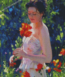 Classy Lady Smells Flowers Diamond Paintings