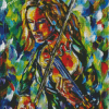 Colorful Girl Playing Violin Art Diamond Paintings