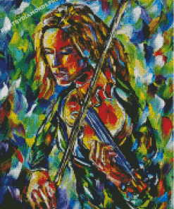 Colorful Girl Playing Violin Art Diamond Paintings