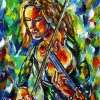 Colorful Girl Playing Violin Art Diamond Paintings