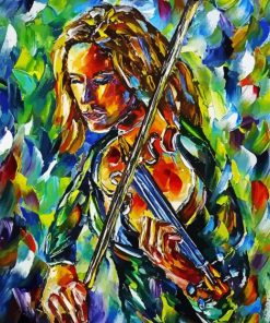 Colorful Girl Playing Violin Art Diamond Paintings