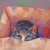 Cute Cat Hiding In The Box Diamond Paintings