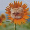 Cute Cat Sunflower Head Diamond Paintings