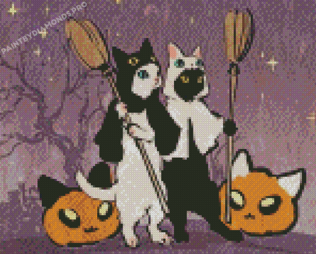 Cute Halloween Cats Diamond Paintings