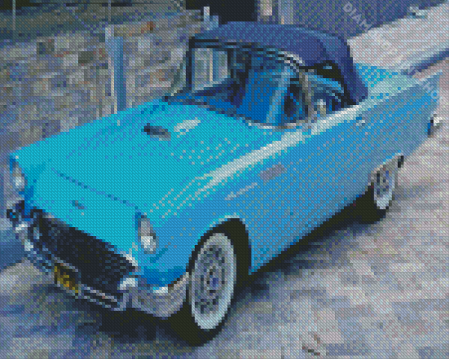 Cyan Tbird Car Diamond Paintings