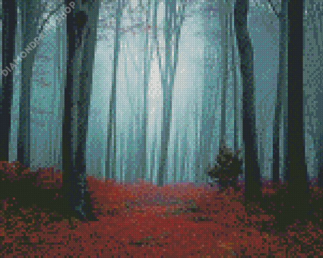 Dark Foggy Forest Diamond Paintings