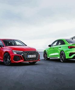 Green And Red Audi RS3 Diamond Paintings