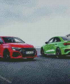 Green And Red Audi RS3 Diamond Paintings