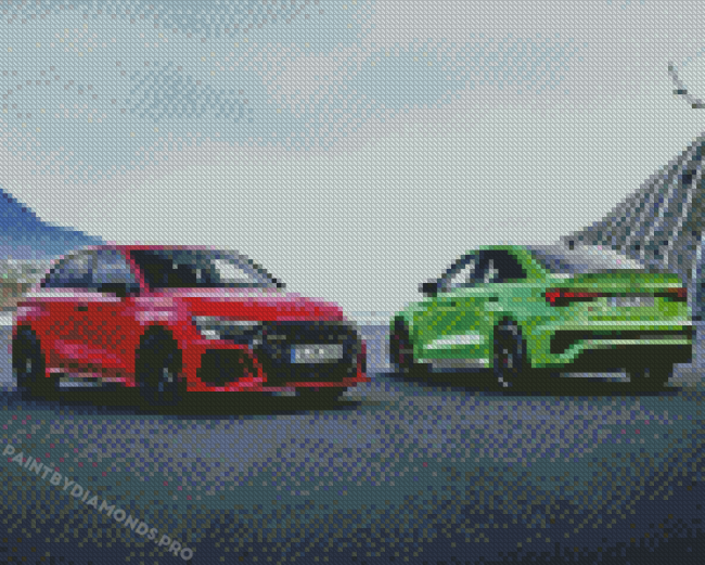 Green And Red Audi RS3 Diamond Paintings