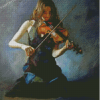 Lonely Girl Playing Violin Diamond Paintings